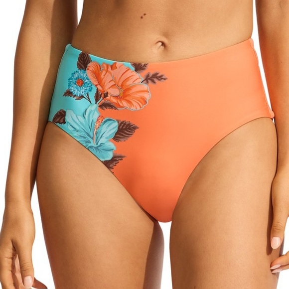 🪂SEAFOLLY GARDEN PARTY HIGH WAISTED BIKINI BOTTOM SIZE 10